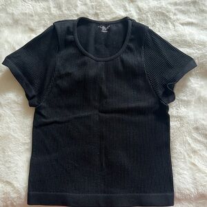 Urban Outfitters - Out From Under Black Ribbed Short Sleeve Top